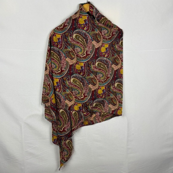 Cejon Scarf Wrap Shawl 70" X 44" NWT Fringe Fall colors Lightweight Paisley - Picture 3 of 10